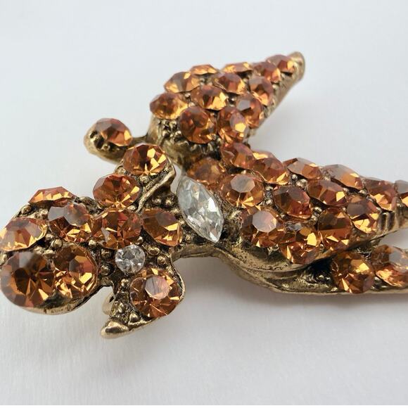 Vintage 60s Poodle Brooch High Dome Topaz Rhinestone Pin - Picture 3 of 10